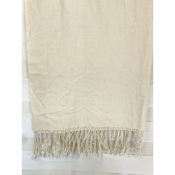 Dessy Group Ivory Neutral Wool/Silk Scarf/Stole With Tassels - Picture 4 of 4